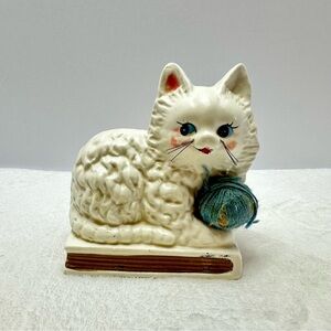 Vintage White and Blue Cat Decor Accent